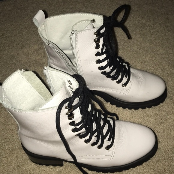 steve madden white combat boots